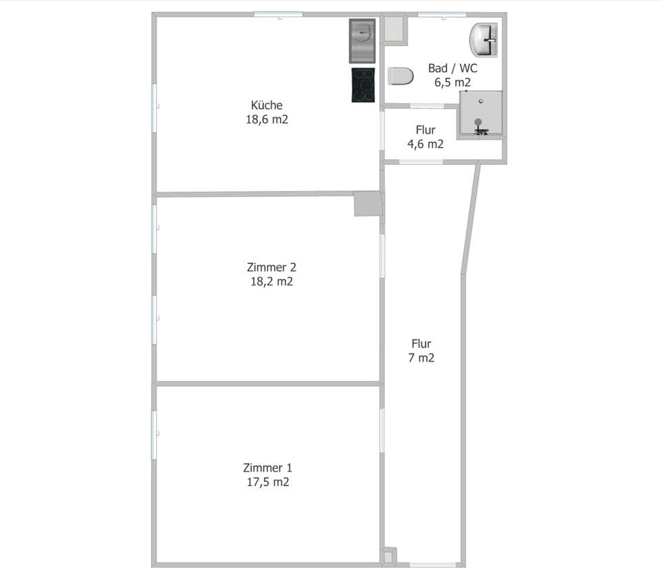 Thumbnail-2,5-Zimmer 73 m2 Top-Altbauwohnung mit Klimaanlage zu vermieten