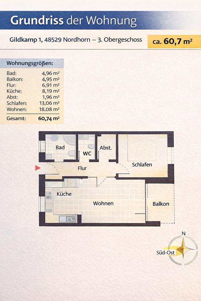 Thumbnail-Moderne 2-Zimmer-Wohnung, barrierefrei, in Top-Lage von Nordhorn