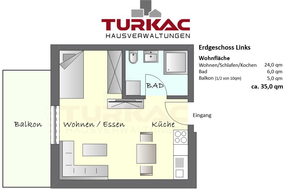 Thumbnail-Hüttenberg-Neubau – Erstbezug EG Links 1 ZKB mit Küche, Fußbodenheizung und Keller