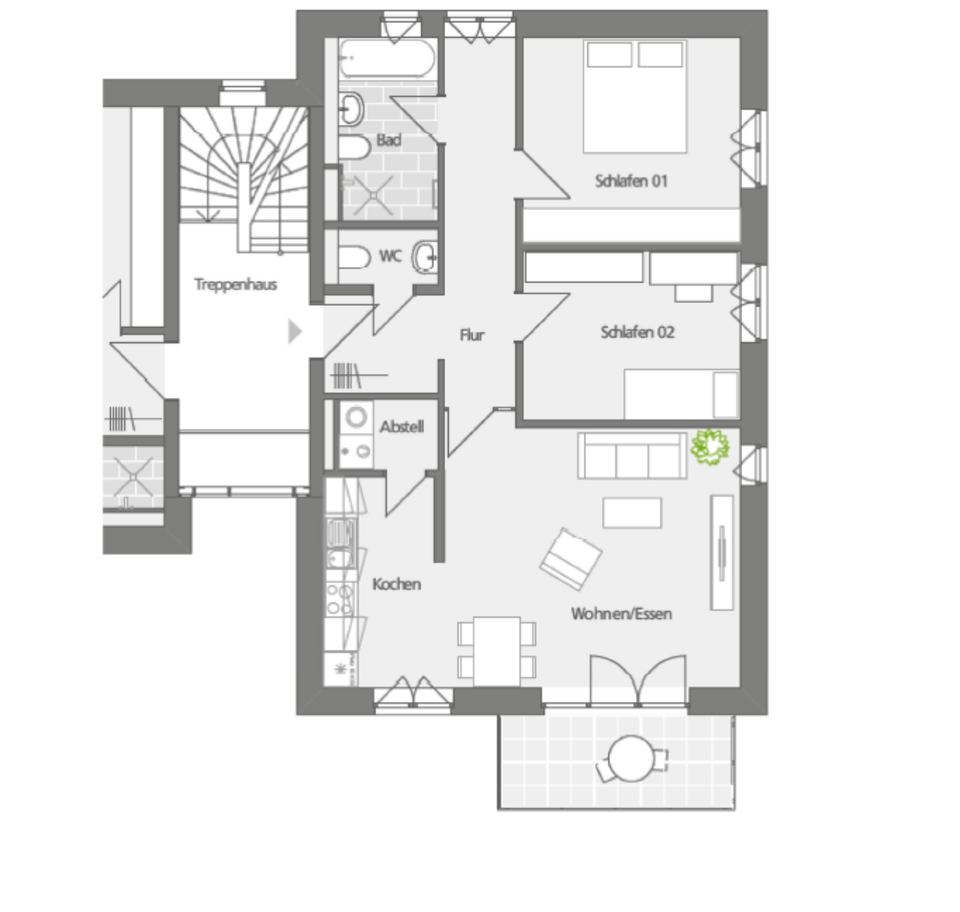 Thumbnail-helle 3-Zimmer Neubauwohnung