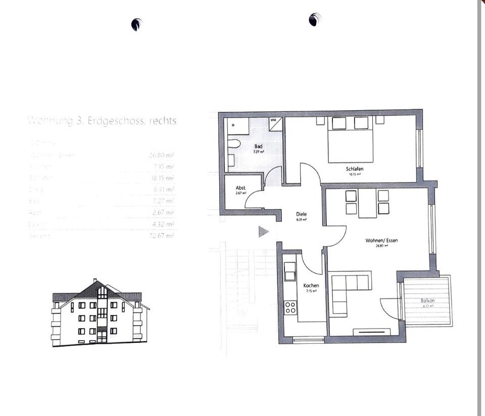 Thumbnail-Erdgeschoss Wohnung - 2 Zimmer mit Balkon - in Heimbach-Weis