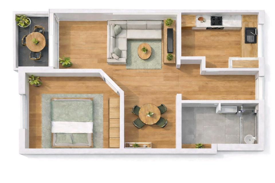 Thumbnail-Frisch renovierte 48m² 2-Zimmer-Wohnung mit EBK und TG-Stellplatz