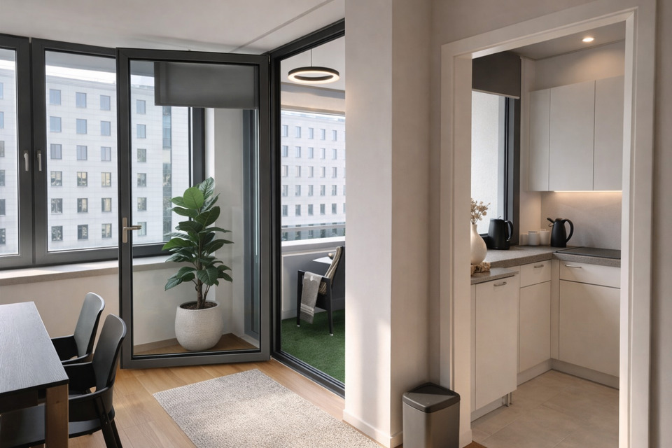 Thumbnail-Möbliertes 1-Zimmer-Apartment in Düsseldorf-Golzheim - Balkon