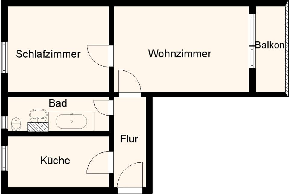 Thumbnail-2-Raum-Wohnung mit Balkon in Wurschen !Optional mit Küche!