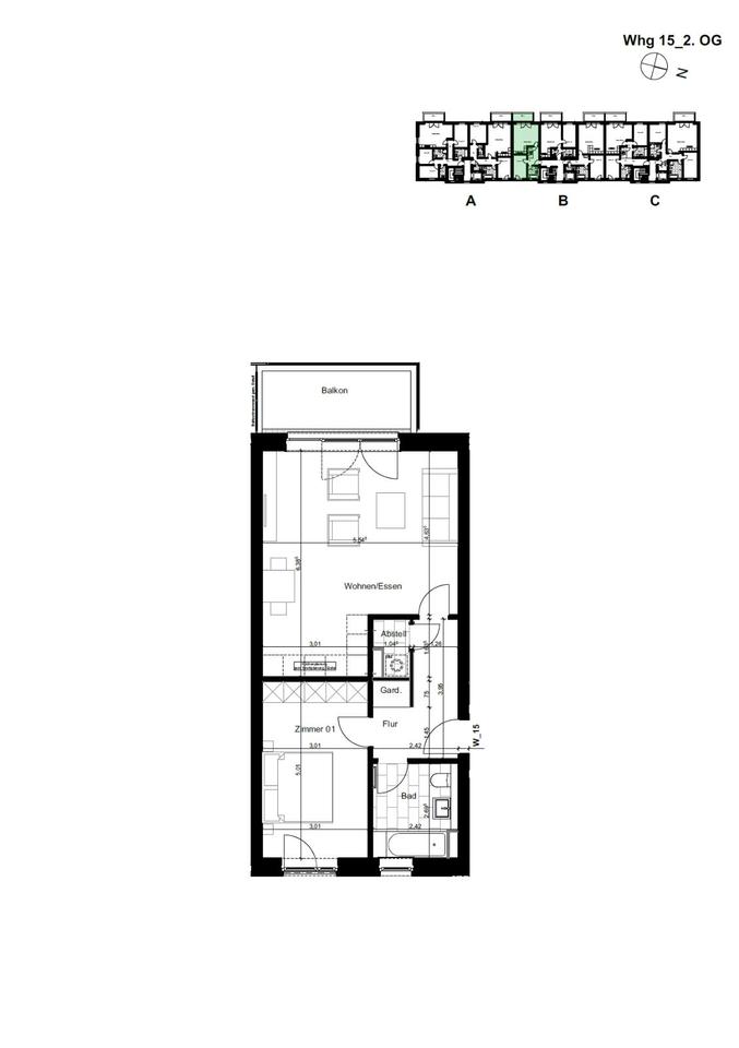 Thumbnail-2 Zimmer Wohnung mit Balkon und Badewanne in Norderstedt
