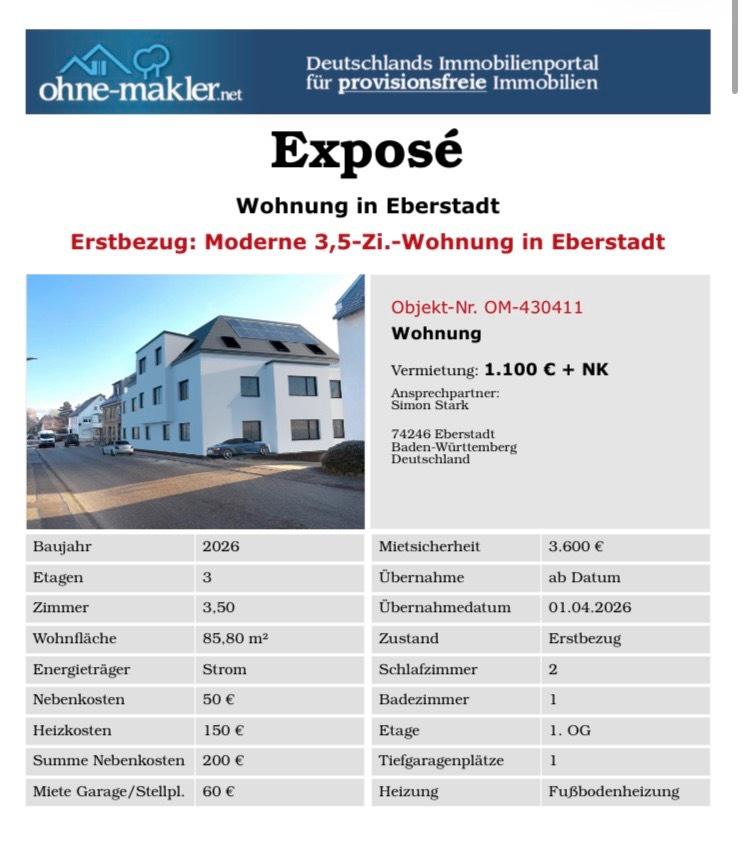 Thumbnail-3,5 Zimmer Neubau Wohnung