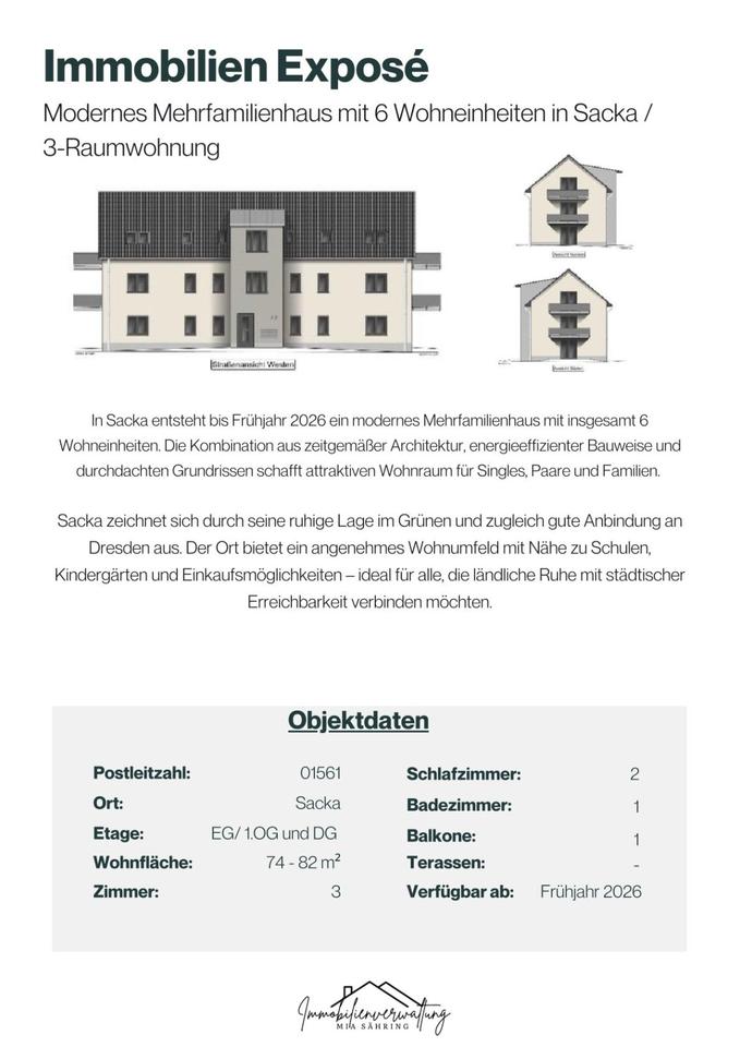 Thumbnail-moderner Neubau in Sacka, 3-Raumwohnungen
