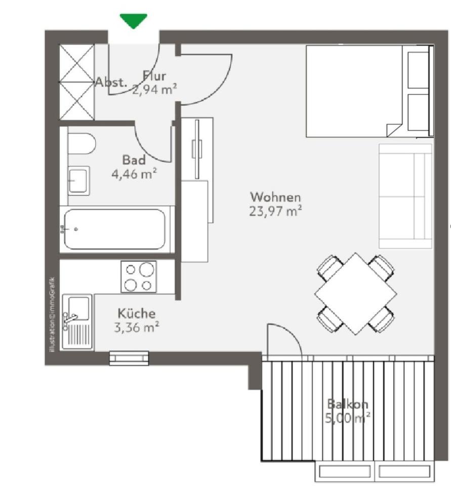 Thumbnail-Apartment 1 Zimmer Wohnung möbliert