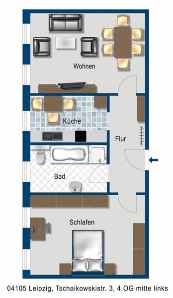 Thumbnail-Leipzig Tschaikowskistraße- 2 Zimmer Wohnung - frei ab sofort