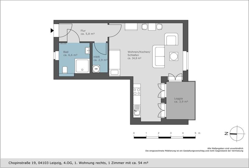 Thumbnail-Erstbezug in Citynaher Wohnlage- großzügige 1 Raum Wohnung mit Balkon und separater Küche