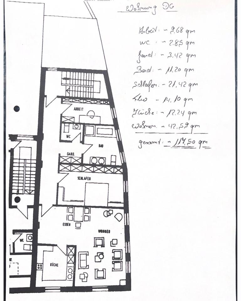 Thumbnail-Ruh.Dachgeschosswohnung 115 qm in RE Fußgängerzone