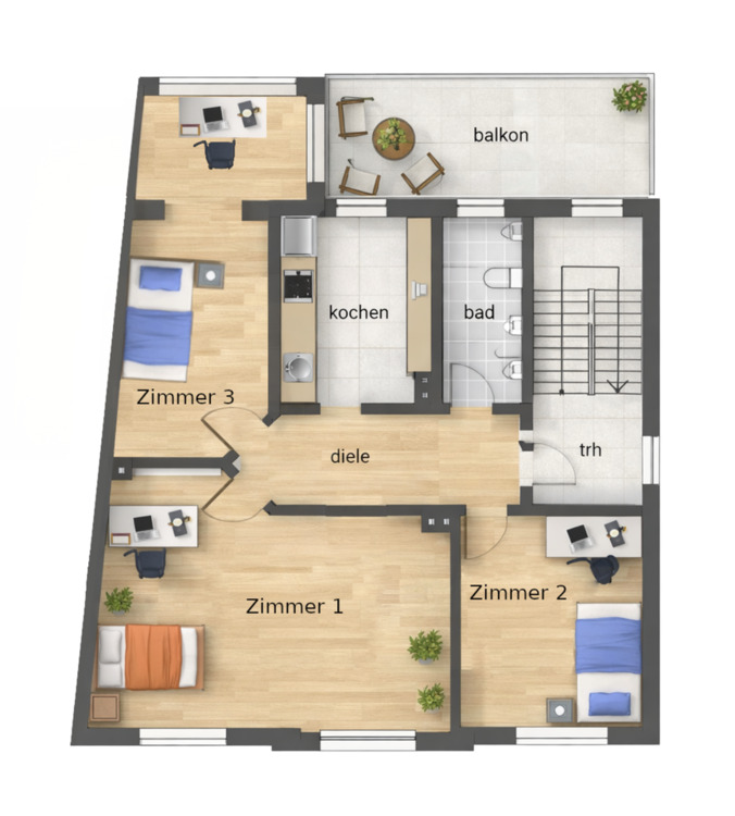 Thumbnail-WG-geeignet 3-Zimmerwohnung mit großem Balkon am Sonnenhügel