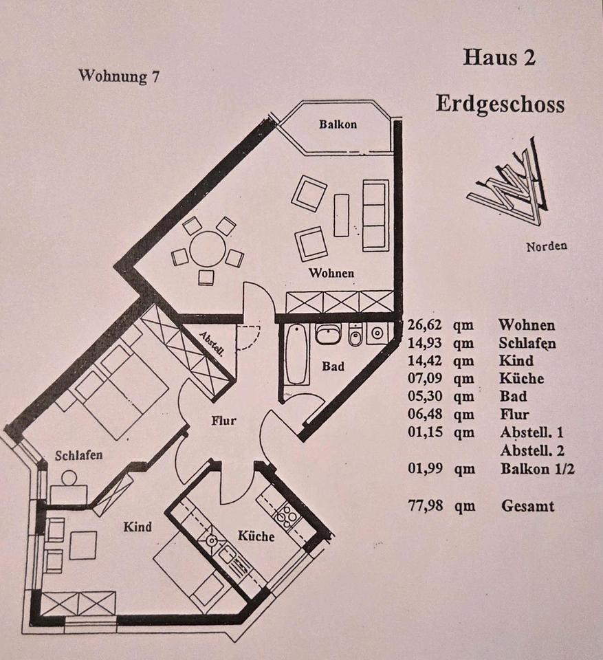 Thumbnail-Helle 3-Raum-Wohnung mit Terrasse, Garten & 2 Stellplätzen