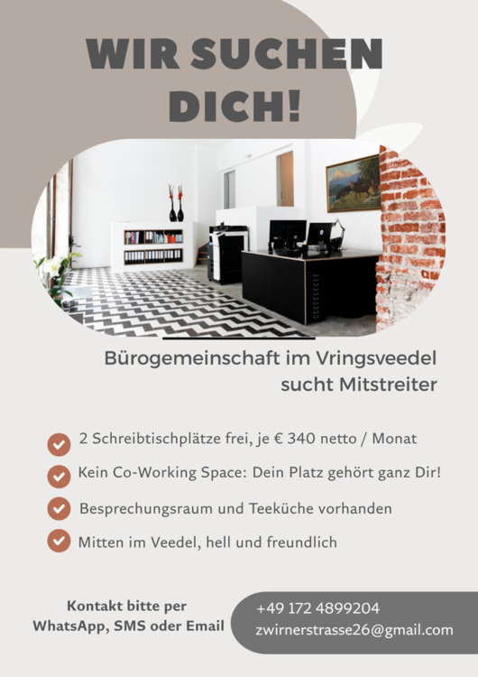 Thumbnail-Bürogemeinschaft in der Südstadt hat Plätze frei