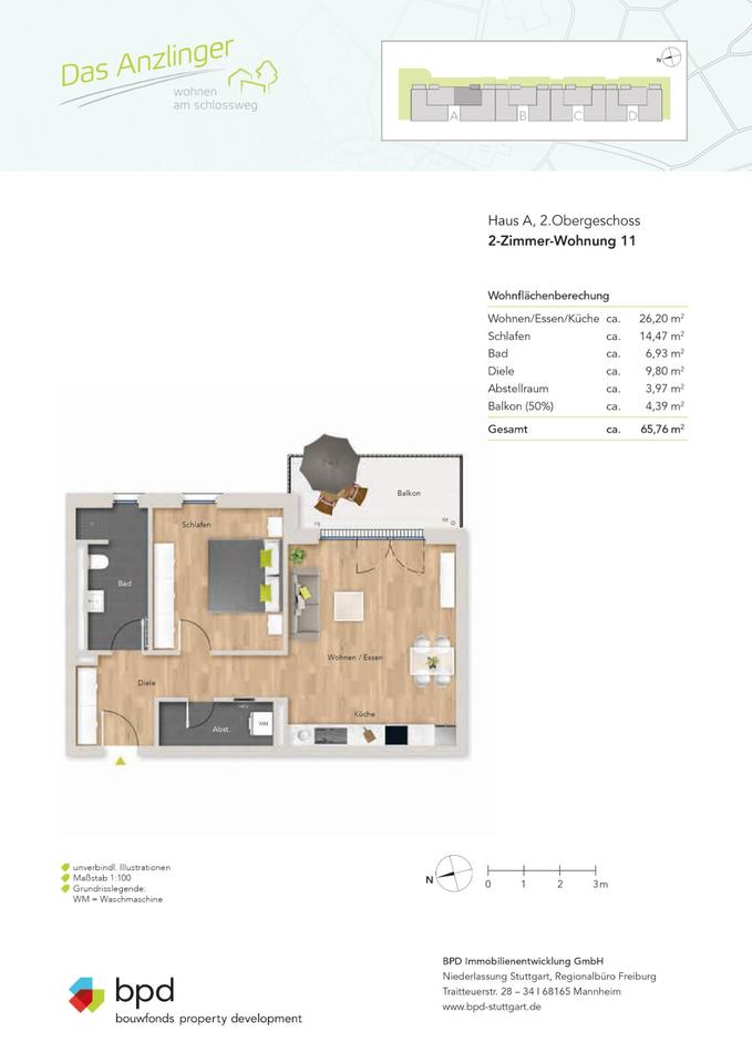 Thumbnail-Elegante 2,5 Zimmer Wohnung mit großem Balkon & TG-Stellplatz