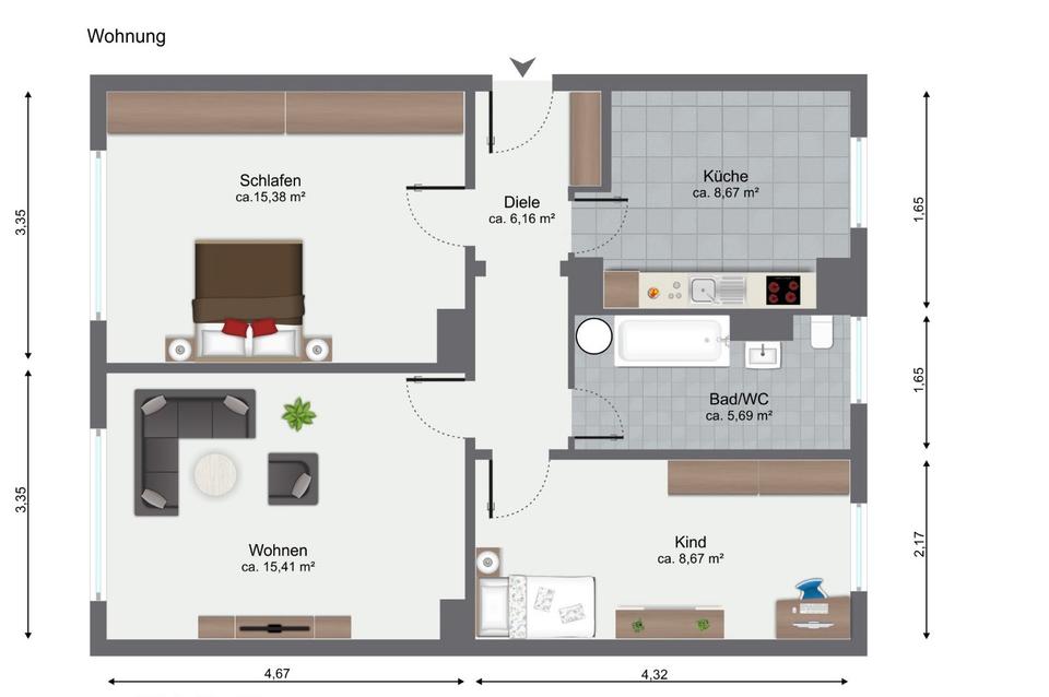 Thumbnail-3 - Zimmer Wohnung in 19205 Pokrent zu vermieten ab 01.06.2026