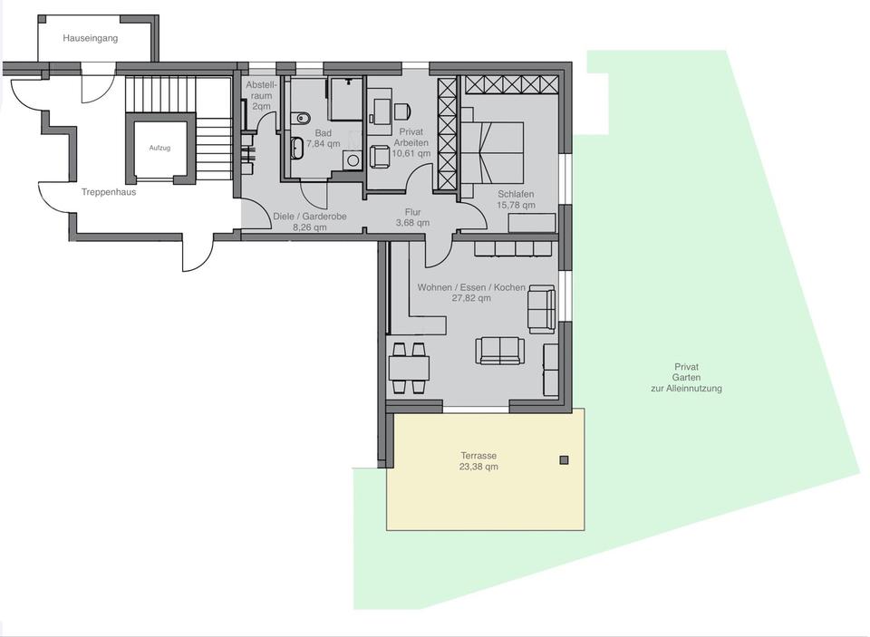Thumbnail-3 Zimmer Terrassenwohnung, 88qm, Barrierefrei, Erstbezug, Garten