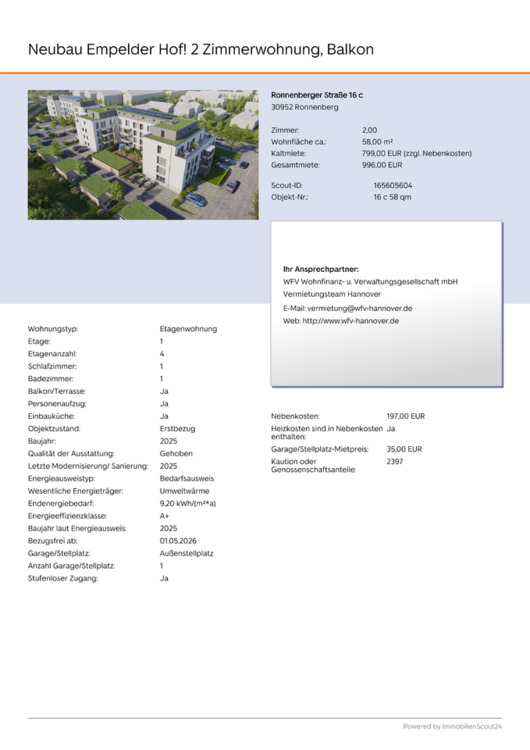 Thumbnail-Neubau Empelder Hof! 2 Zimmerwohnung, Balkon