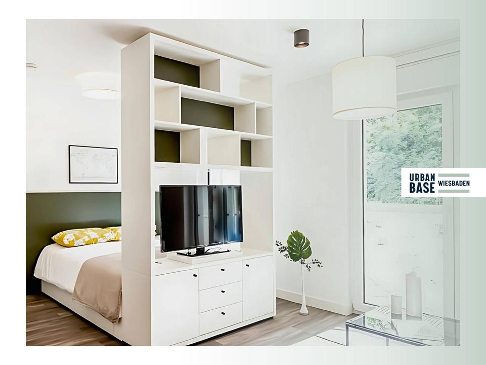 Thumbnail-URBAN BASE: Vollmöbliertes 1-Zimmer-Apartment mit EBK, ALL-IN-MIETE, UVM. im Wiesbadener Stadtzentrum
