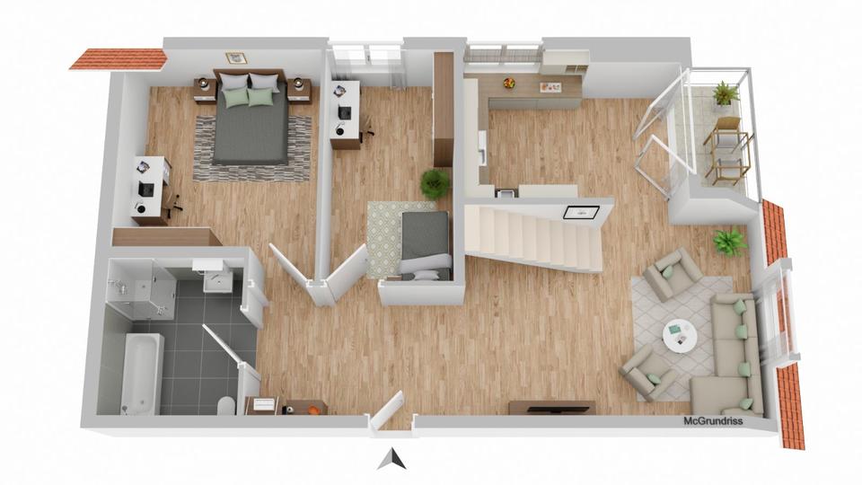 Thumbnail-Helle moderne Maisonettewohnung mit Balkon in Weiden zu vermieten