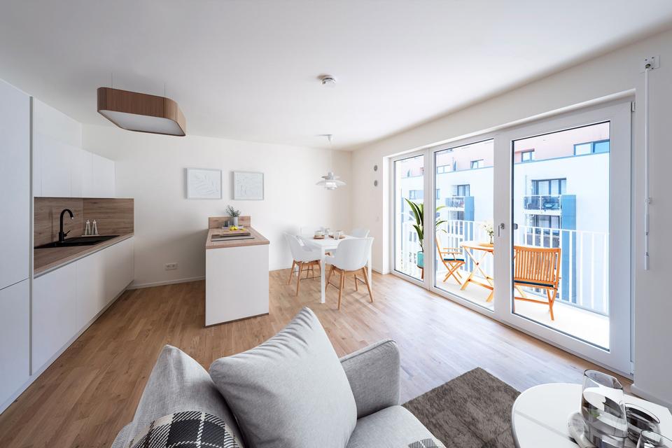 Thumbnail-Erstbezug - 3-Zimmerwohnung mit Einbauküche und 2 Balkonen am zukünftigen Gleisbogenpark