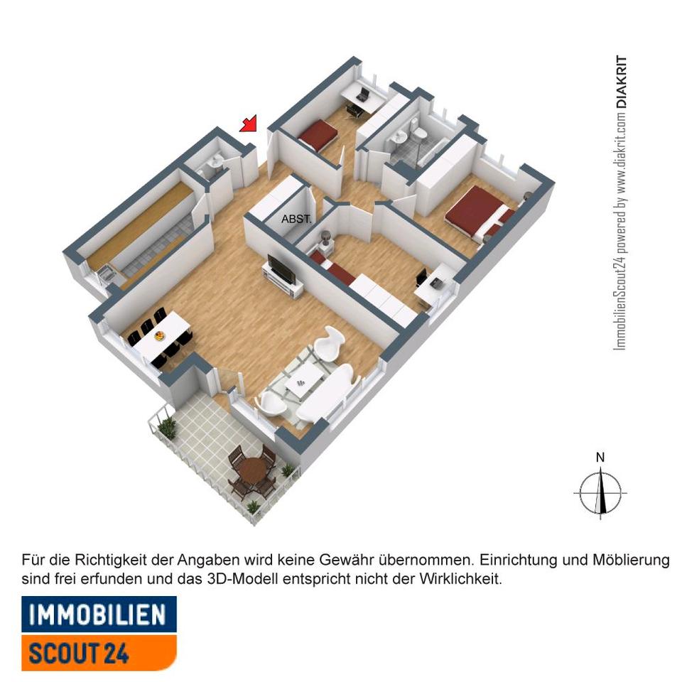 Thumbnail-Sehr gepflegte lichtdurchflutete 4-ZKB * Balkon * Garage