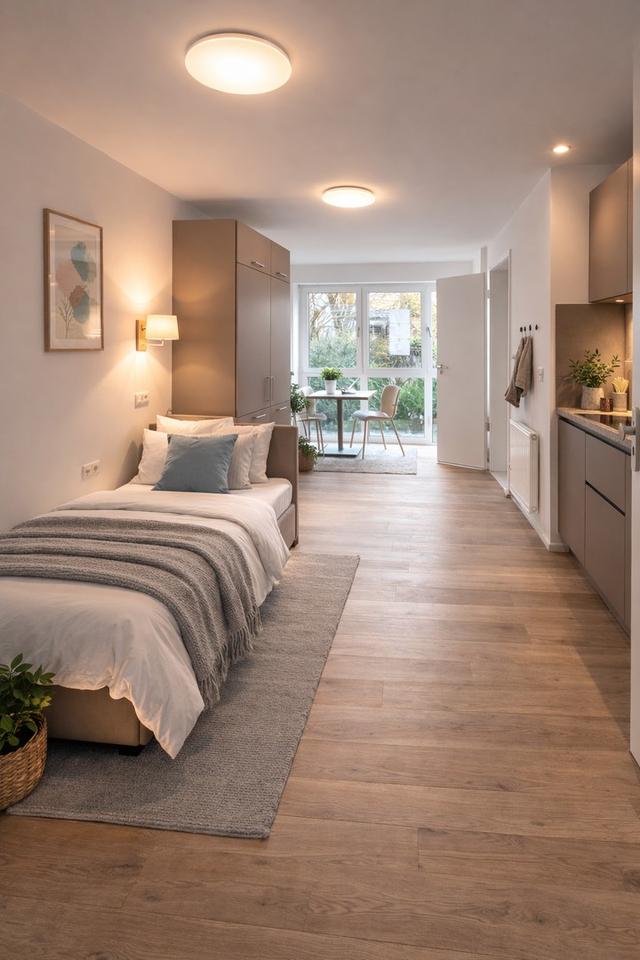 Thumbnail-StudentenAzubi Apartment möbliert mit Küche + Bad + Fitnessraum + Garten***Erstbezug***