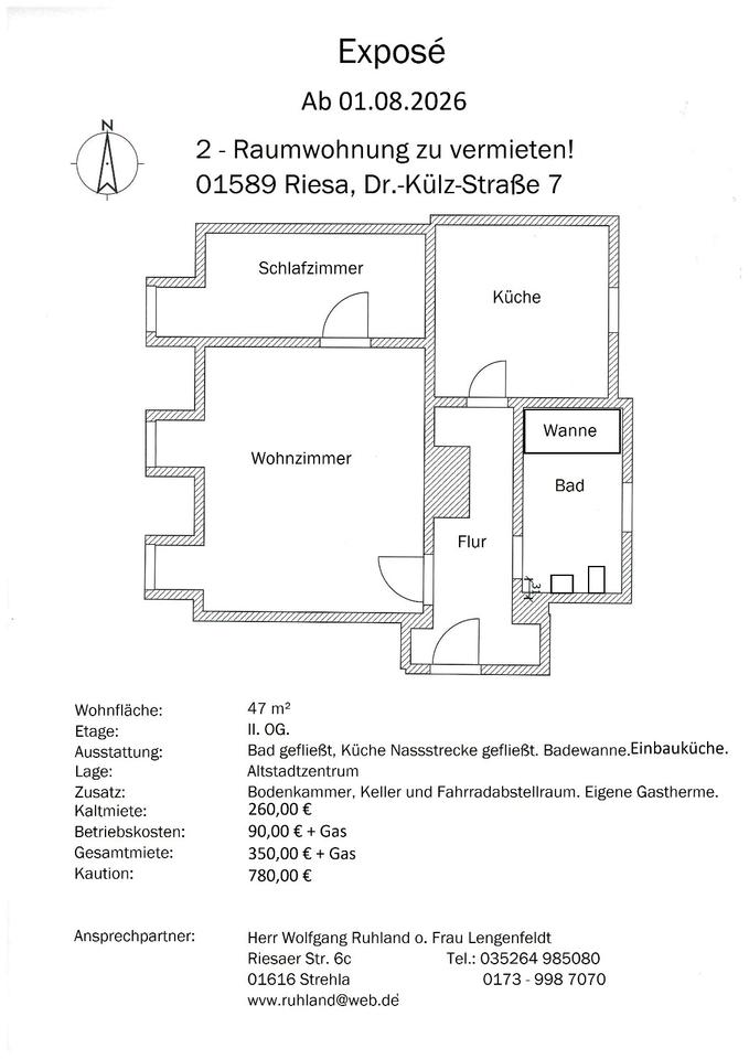 Thumbnail-2 - Raumwohnung in Altstadtnähe Riesa ab dem 01.08. zu vermieten.
