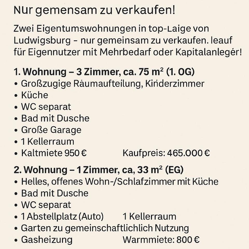 Thumbnail-Zwei Eigentumswohnungen in Top-Lage von Ludwigsburg !