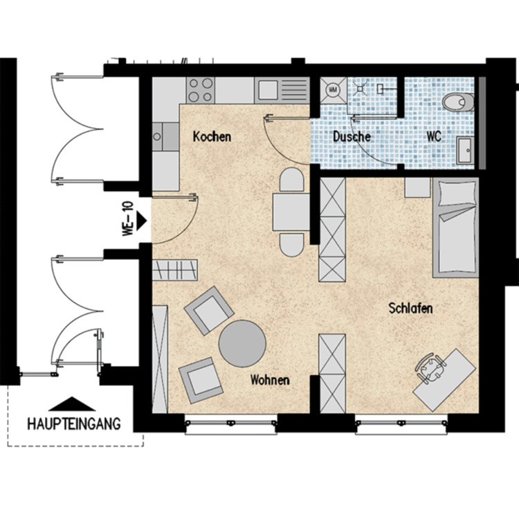 Thumbnail-1-Raum-Wohnung (48qm) in Ershausen (W10)