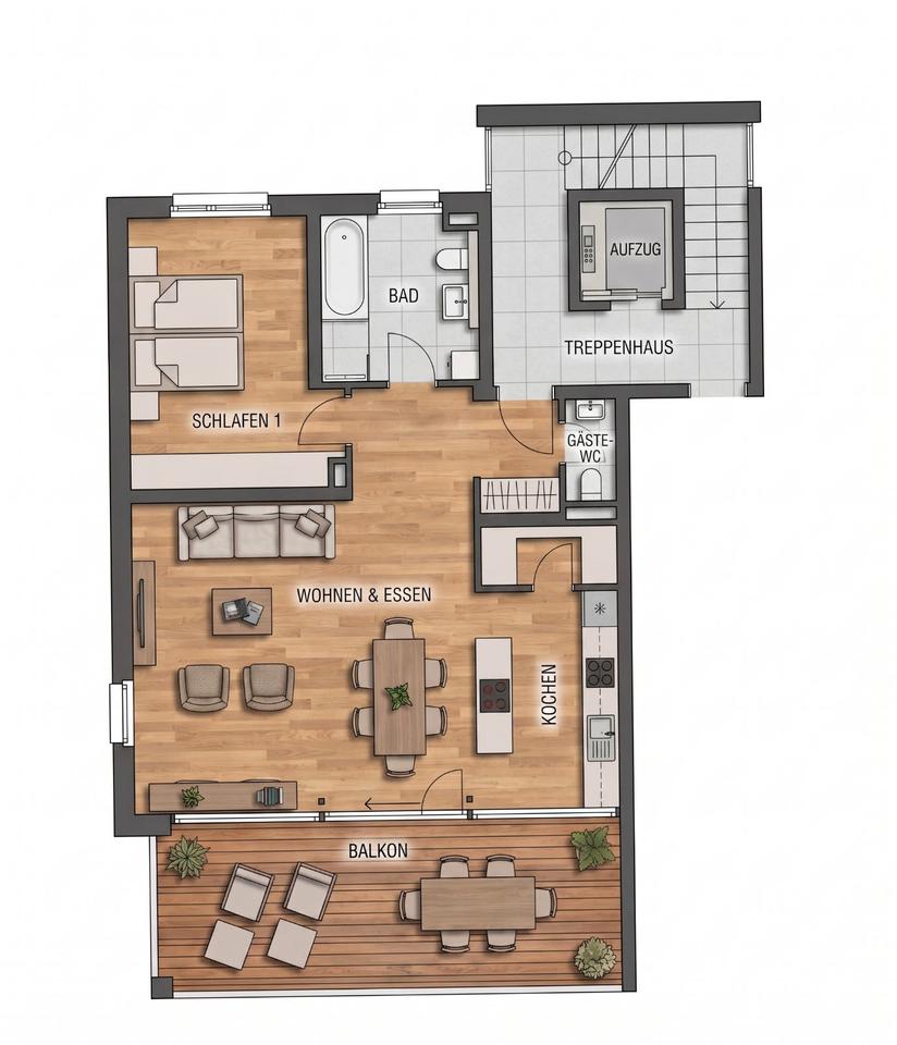 Thumbnail-Große, helle 2 Zi-Wohnung im Zentrum von Ailingen [ab 01.06.]