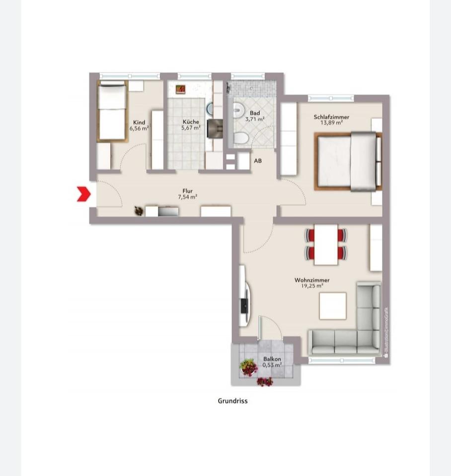 Thumbnail-2,5-Zimmer-Wohnung ab 01.07. Wolfsburg Rabenberg