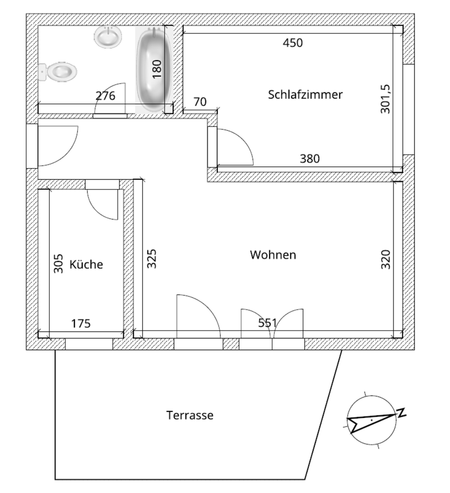 Thumbnail-Vorankündigung 2 Zimmer Küche Bad Terrasse