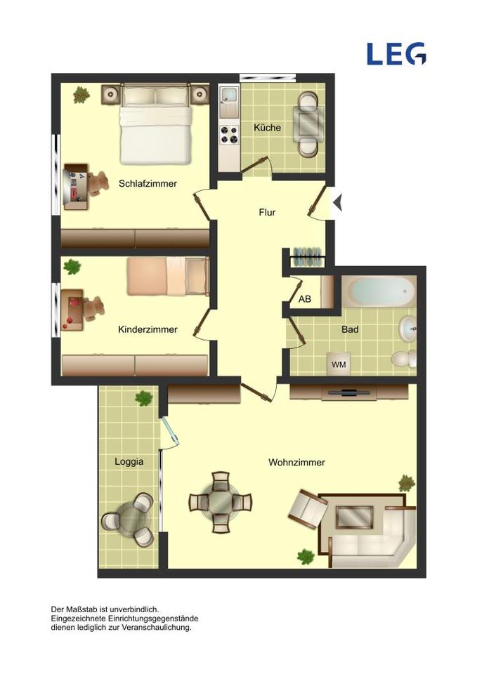 Thumbnail-Demnächst frei! Bezugsfertige 3-Zimmer-Wohnung in der City im Angebot, mit Laminat und Tapete