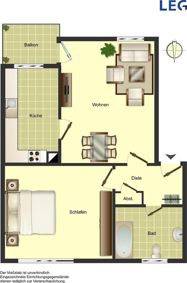 Thumbnail-Frisch renpovierte helle 2-Zimmer Wohnung!