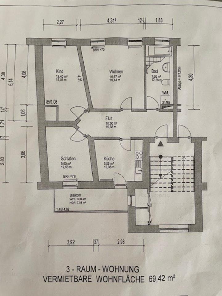 Thumbnail-3-Zimmer Wohnung mit Balkon und Tageslichtbad