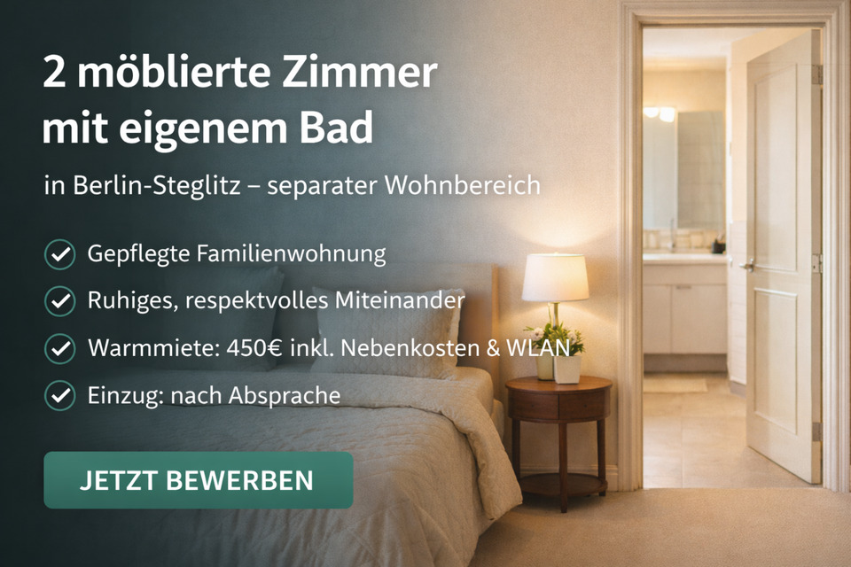Thumbnail-2 möblierte Zimmer mit eigenem Bad in Berlin-Steglitz