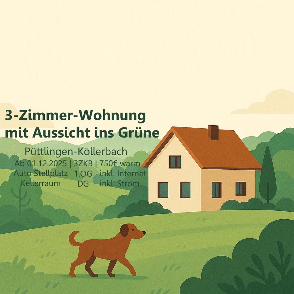 Thumbnail-Gemütliche 3ZKB Wohnung in Köllerbach (750€warm)