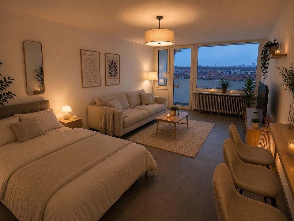 Thumbnail-Elegantes 1-Zimmer-Apartment mit Skyline-Blick in Frankfurt