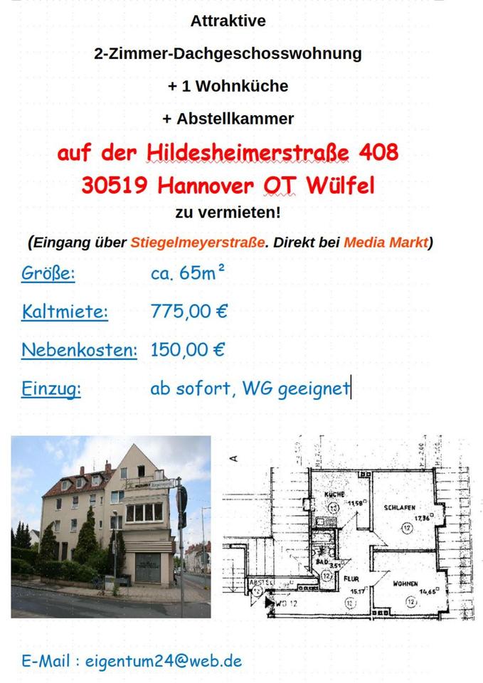 Thumbnail-2-Zimmer DG-Wohnung in Hannover - Wülfel (WG-geeignet)