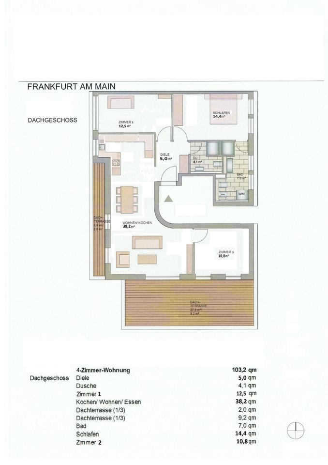 Thumbnail-Frankfurt, modernes Penthouse-Glück: 4 Zimmer, 2 Dachterrassen