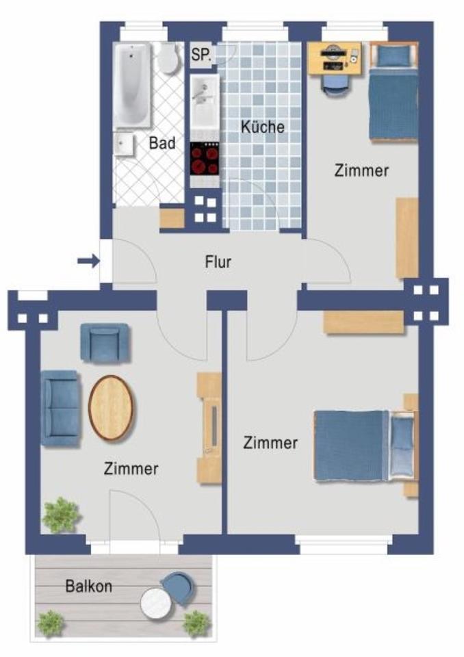 Thumbnail-Möbilierte 55m2 mit 36m2 eig. Garten&Balkon (Haustiere OK)