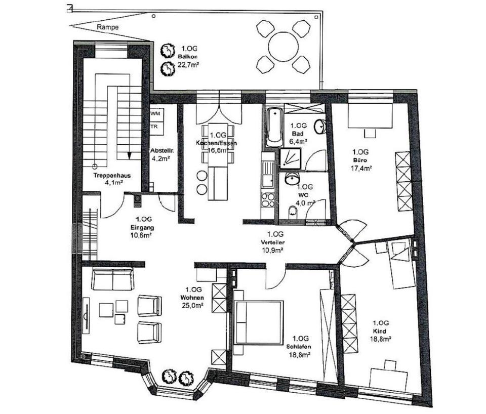 Thumbnail-Schöne 4- Zimmer Wohnung mit Balkon zu vermieten