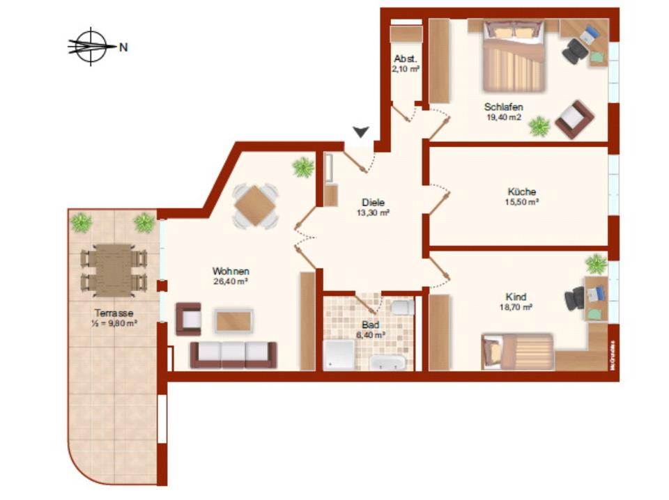 Thumbnail-Schicke Wohnung in der Südvorstadt mit Terrasse