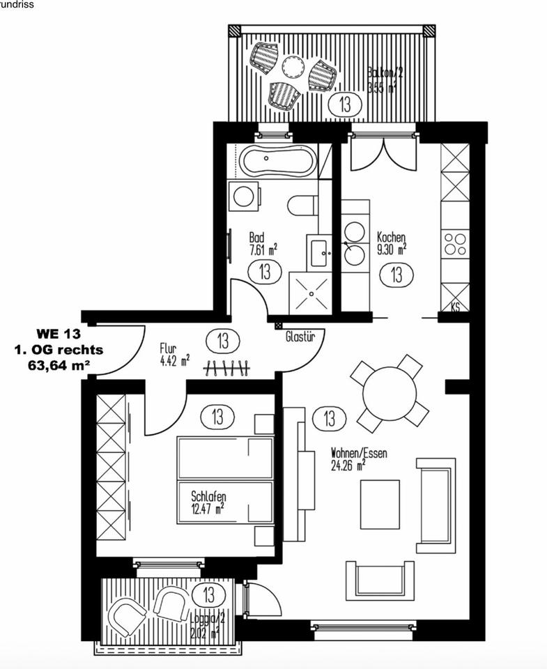Thumbnail-Helle 2-Zimmer-Wohnung mit 2 Balkonen