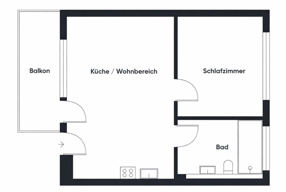 Thumbnail-2-Zimmer Wohnung inkl. Balkon, Stellplatz, EBK