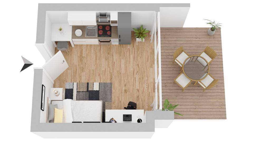 Thumbnail-Studentenzimmer mit kleiner Terrasse!