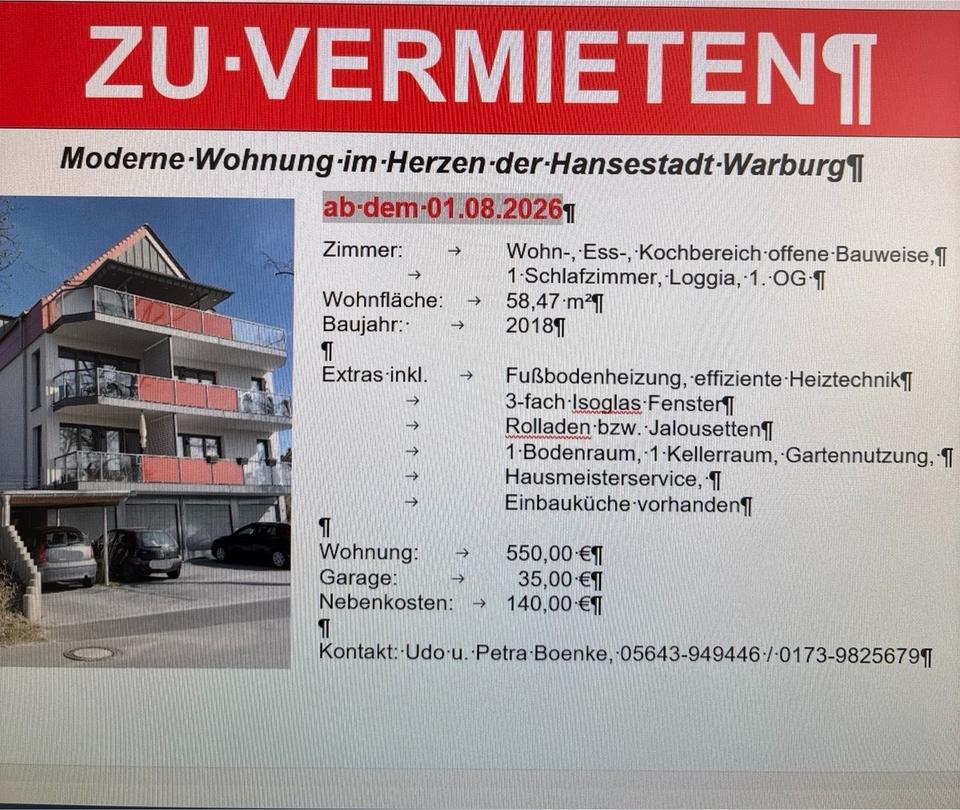 Thumbnail-Moderne Wohnung im Herzen der Hansestadt Warburg