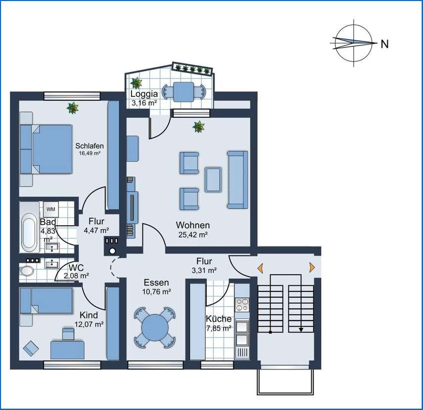 Thumbnail-Provisionsfreie 3,5-Raum-Wohnung mit Balkon und EBK in Radolfzell