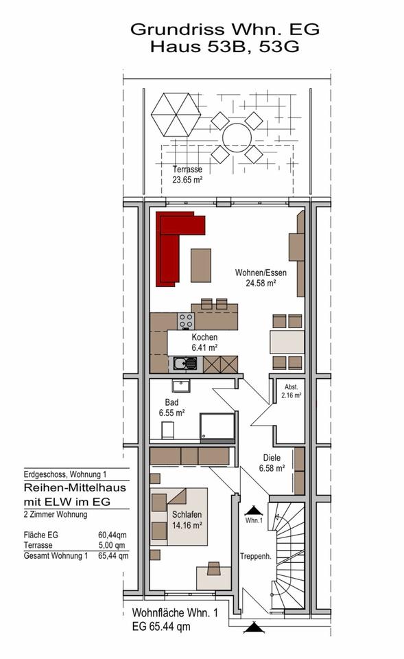 Thumbnail-Schöne, helle Erdgeschoss 2-Zimmerwohnung mit Garten
